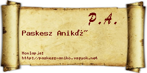 Paskesz Anikó névjegykártya